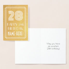 Tarjeta Con Relieve Metalizado 28 Aniversario - Aspecto inspirado en el Art Deco 