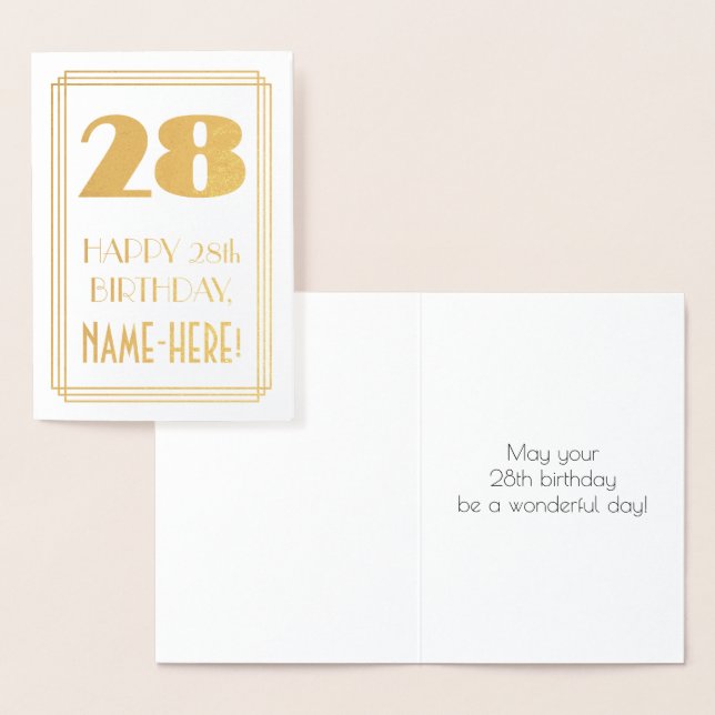 Tarjeta Con Relieve Metalizado 28 Aniversario: Aspecto inspirado en el Art Deco " (Demostración)