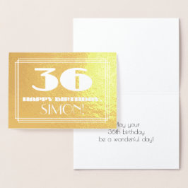 Tarjeta Con Relieve Metalizado 36º cumpleaños: Nombre + Art Deco Inspirado Aspect