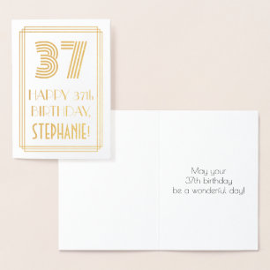 Tarjeta Con Relieve Metalizado 37 Aniversario - Aspecto inspirado en el Art Deco