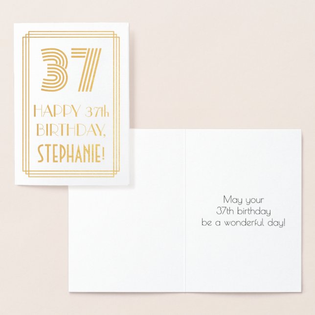 Tarjeta Con Relieve Metalizado 37 Aniversario - Aspecto inspirado en el Art Deco  (Demostración)