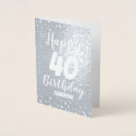 Tarjeta Con Relieve Metalizado 40.ª tarjeta de Relieve metalizado del Personaliza<br><div class="desc">Fácil de ajustar las tarjetas de felicitación de la celebración de 40 años. El diseño es encantador y el Relieve metalizado es real. Sólo tiene que ajustar el nombre y la información de edad. Si desea cambiar la tarjeta más adelante,  utilice las opciones adicionales del personalizar.</div>