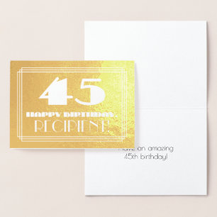 Tarjeta Con Relieve Metalizado 45 Aniversario: Nombre + Art Deco Inspirado Aspect