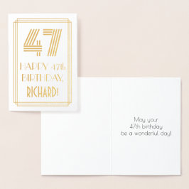 Tarjeta Con Relieve Metalizado 47 Aniversario - Aspecto inspirado en el Art Deco 