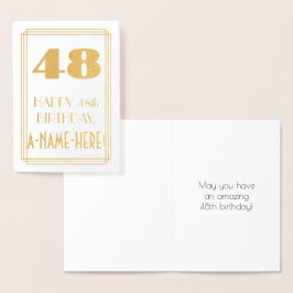Tarjeta Con Relieve Metalizado 48 Aniversario del nacimiento: Art Deco inspirado 