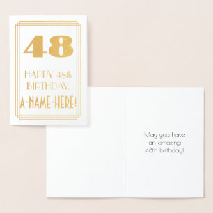 Tarjeta Con Relieve Metalizado 48 Aniversario del nacimiento: Art Deco inspirado