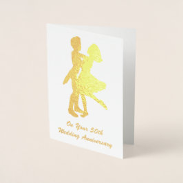 Tarjeta Con Relieve Metalizado 50º (de oro) aniversario de boda - Personalizado