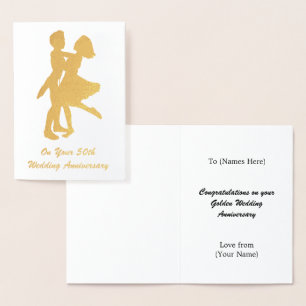 Tarjeta Con Relieve Metalizado 50º (de oro) aniversario de bodas - Personalizado