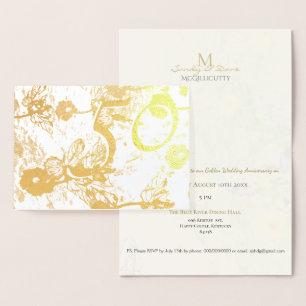Tarjeta Con Relieve Metalizado 50.º Aniversario Boda de Oro