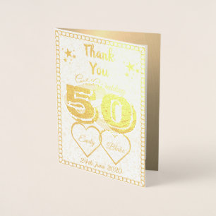Tarjeta Con Relieve Metalizado 50.º Aniversario Boda Gracias Cartas