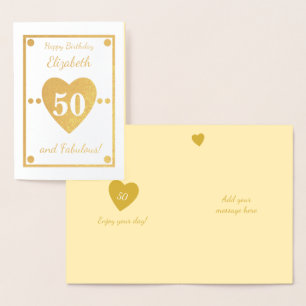 Tarjeta Con Relieve Metalizado 50.º oro de cumpleaños