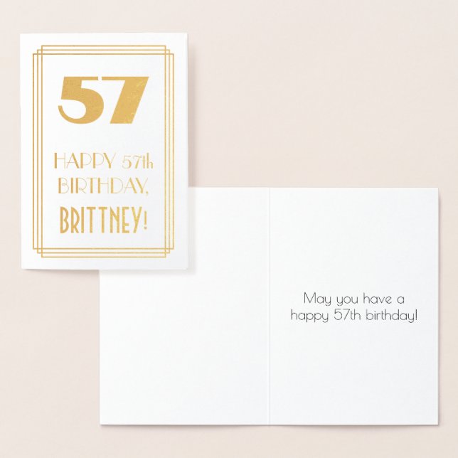 Tarjeta Con Relieve Metalizado 57° cumpleaños: Aspecto inspirado en el Art Deco " (Demostración)
