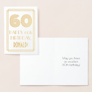 Tarjeta Con Relieve Metalizado 60 Aniversario - Aspecto inspirado en el Art Deco 