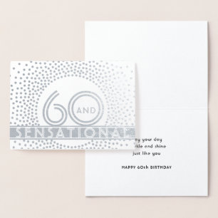 Tarjeta Con Relieve Metalizado 60 & Sensacional Cumpleaños Chic Vintage Deco