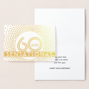 Tarjeta Con Relieve Metalizado 60 & Sensacional Cumpleaños Chic Vintage Deco