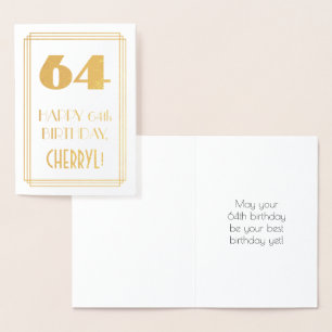 Tarjeta Con Relieve Metalizado 64 Aniversario: Aspecto inspirado en el Art Deco "