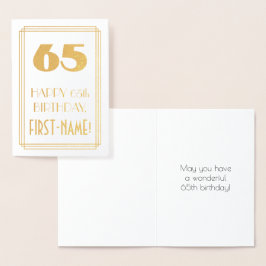 Tarjeta Con Relieve Metalizado 65º cumpleaños: Aspecto inspirado en el Art Deco "