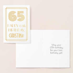 Tarjeta Con Relieve Metalizado 65º cumpleaños - Aspecto inspirado en el Art Deco 