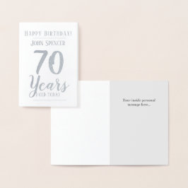 Tarjeta Con Relieve Metalizado 70 Años. 70 cumpleaños