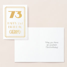 Tarjeta Con Relieve Metalizado 73 Aniversario: Aspecto inspirado en el Art Deco "