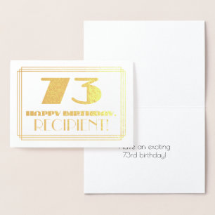 Tarjeta Con Relieve Metalizado 73 Aniversario; Nombre + Art Deco Inspirado Aspect
