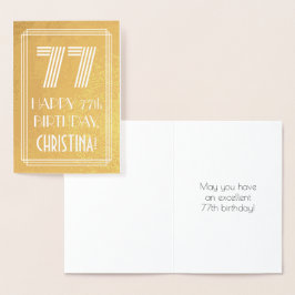 Tarjeta Con Relieve Metalizado 77 Aniversario - Aspecto inspirado en el Art Deco 