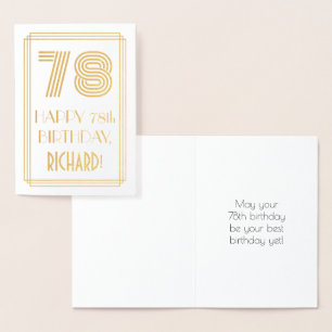 Tarjeta Con Relieve Metalizado 78 Aniversario - Aspecto inspirado en el Art Deco