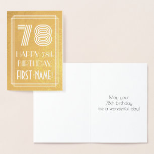 Tarjeta Con Relieve Metalizado 78 Aniversario - Aspecto inspirado en el Art Deco 
