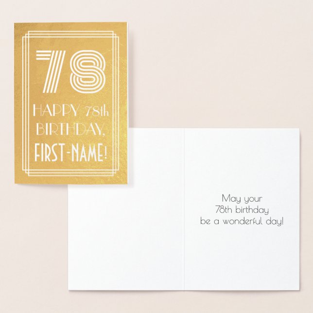 Tarjeta Con Relieve Metalizado 78 Aniversario - Aspecto inspirado en el Art Deco  (Demostración)