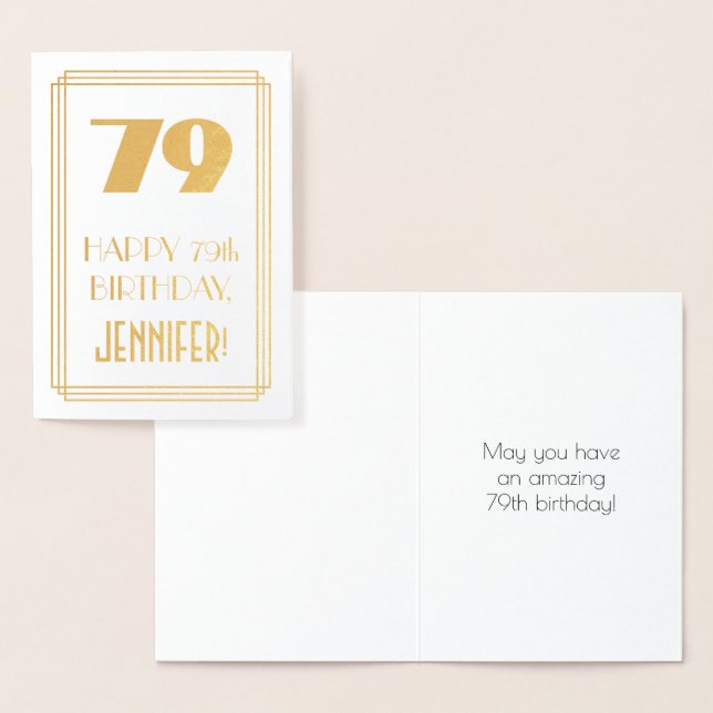Tarjeta Con Relieve Metalizado 79° cumpleaños: Aspecto inspirado en el Art Deco " (Demostración)