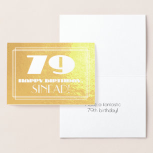 Tarjeta Con Relieve Metalizado 79 cumpleaños: Nombre + Look inspirado en Art Deco