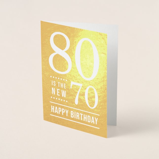 Tarjeta Con Relieve Metalizado 80 cumpleaños 80 es el nuevo 70 (Anverso)