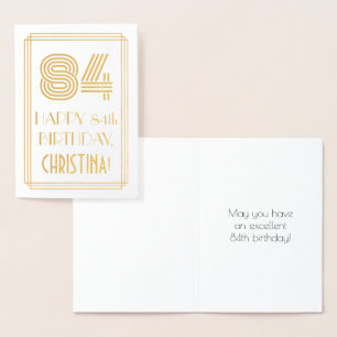Tarjeta Con Relieve Metalizado 84º cumpleaños - Aspecto inspirado en el Art Deco 
