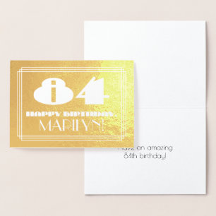 Tarjeta Con Relieve Metalizado 84º cumpleaños: Nombre + Art Deco Inspirado Aspect
