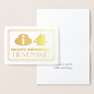 Tarjeta Con Relieve Metalizado 84º Cumpleaños; Nombre + Estilo inspirado en Art D