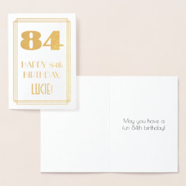 Tarjeta Con Relieve Metalizado 84° cumpleaños: Aspecto inspirado en el Art Deco "