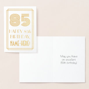 Tarjeta Con Relieve Metalizado 85º cumpleaños - Aspecto inspirado en el Art Deco 