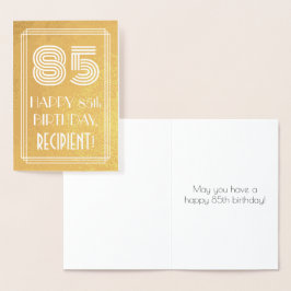 Tarjeta Con Relieve Metalizado 85º cumpleaños - Aspecto inspirado en el Art Deco 