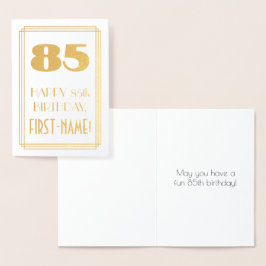 Tarjeta Con Relieve Metalizado 85 Cumpleaños: Look inspirado en Art Deco "85" y n