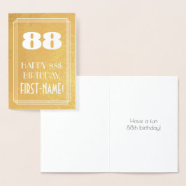 Tarjeta Con Relieve Metalizado 88º cumpleaños ~ Estilo Art Deco "88" y nombre per