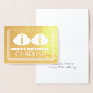 Tarjeta Con Relieve Metalizado 88º cumpleaños: Nombre + Art Deco Inspirado Aspect