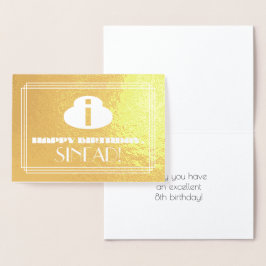 Tarjeta Con Relieve Metalizado 8.º Cumpleaños: Nombre + Art Deco Inspirado Aspect