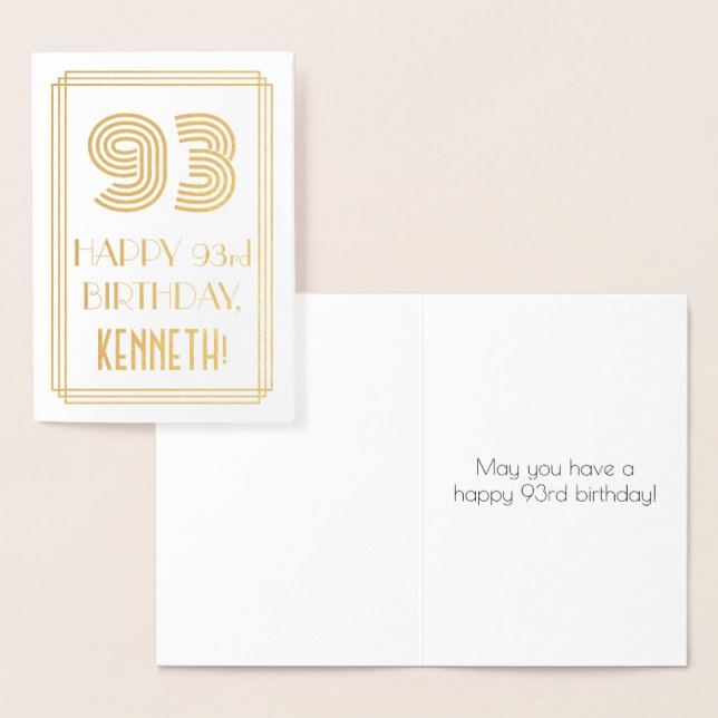 Tarjeta Con Relieve Metalizado 93 Aniversario - Aspecto inspirado en el Art Deco  (Demostración)