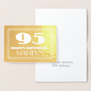 Tarjeta Con Relieve Metalizado 95º cumpleaños: Nombre + Art Deco Inspirado Aspect