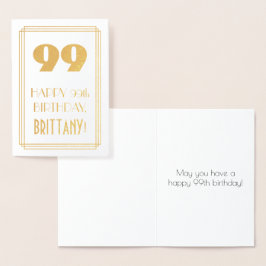 Tarjeta Con Relieve Metalizado 99º cumpleaños: Aspecto inspirado en el Art Deco "