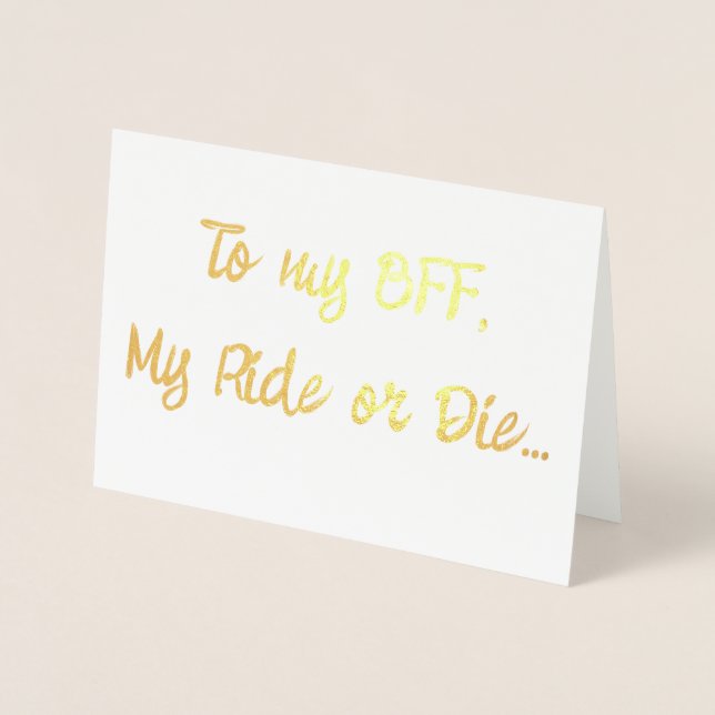 Tarjeta Con Relieve Metalizado A mi BFF... (Anverso)