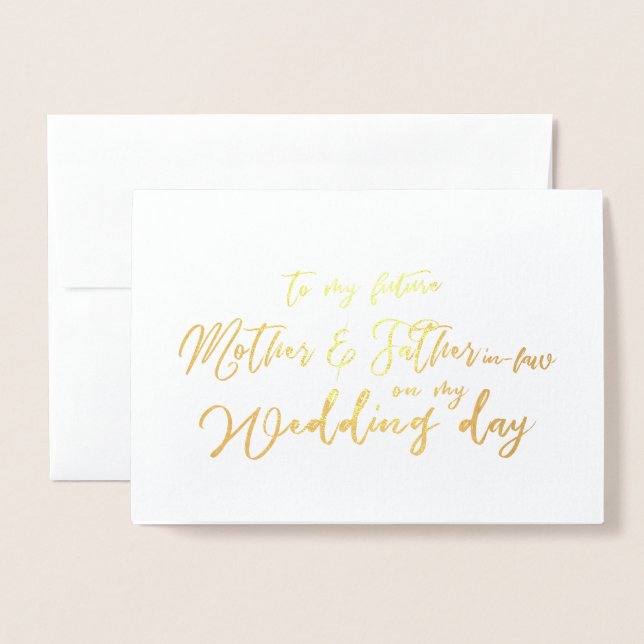 Tarjeta Con Relieve Metalizado A mis futuros suegros en mi Día de la Boda (Anverso con sobre)