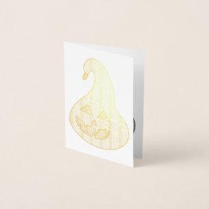 Tarjeta Con Relieve Metalizado Adorable Calabaza