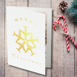 Tarjeta Con Relieve Metalizado Adorno de avión de Navidad Foto divertida de copo 