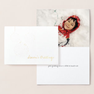 Tarjeta Con Relieve Metalizado Adornos de Navidad de Lámina de Oro Grabada Tarjet